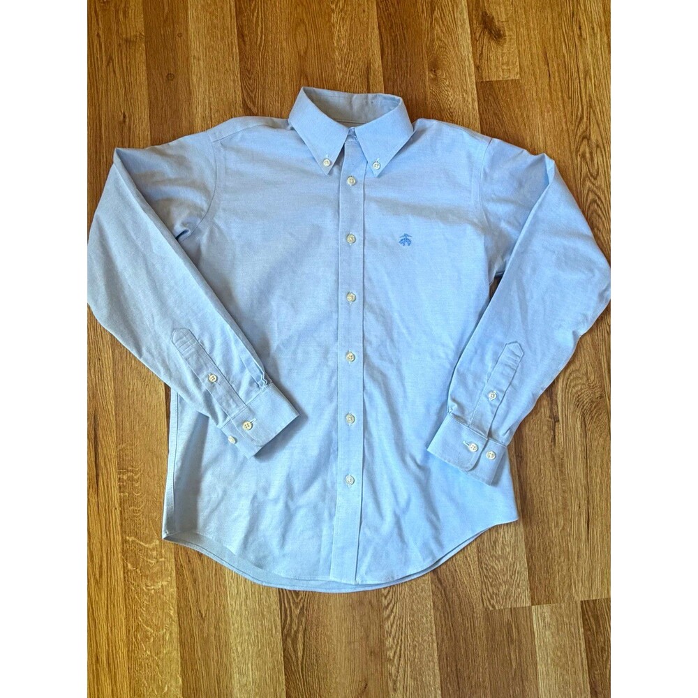 Brooks Brothers Fleece Non-Iron Button-Down Shirt Blue Boy’s Size M Long Sleeve